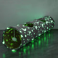 Collapsible cat tunnel with glow-in-the-dark moon and star print and hanging plush ball