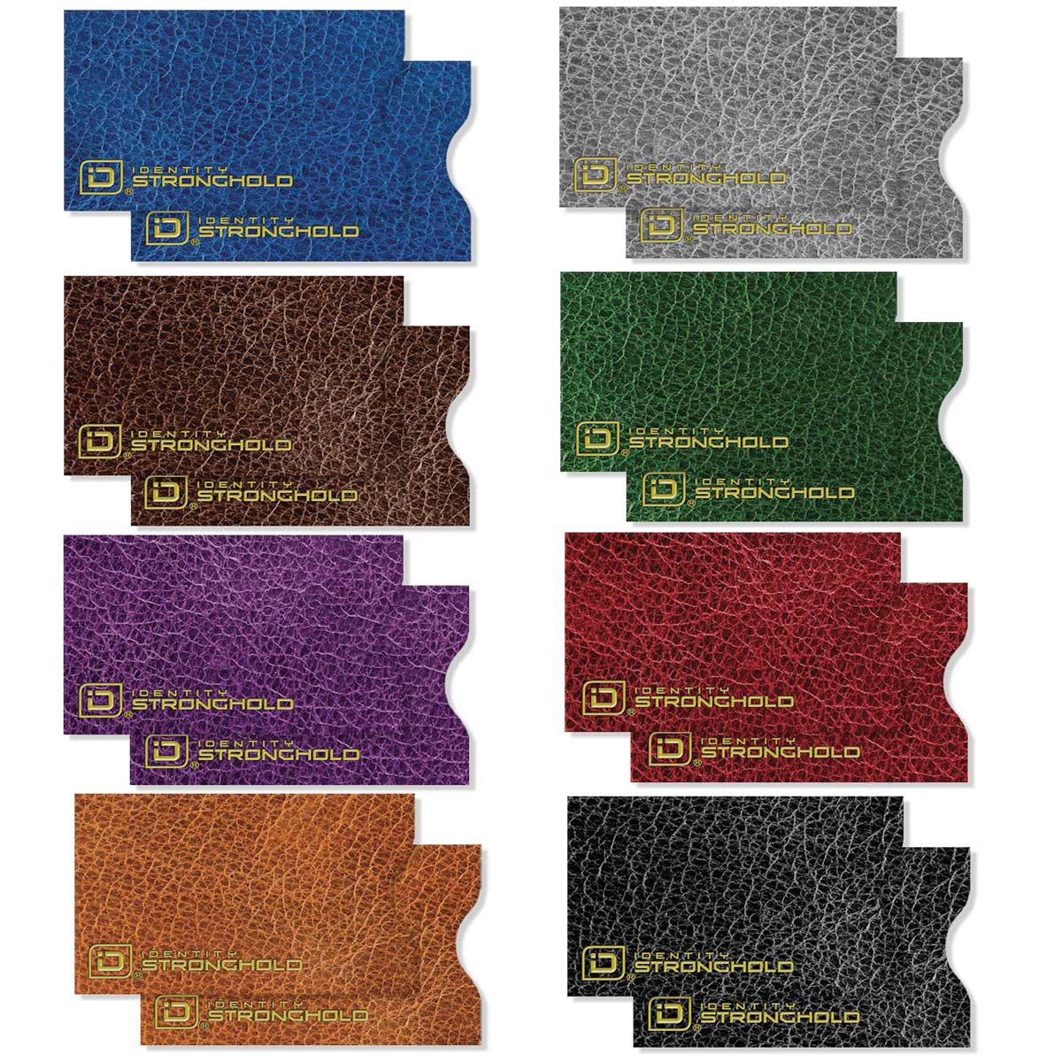 16-pack RFID blocking credit card sleeves, leather-look, assorted colors set