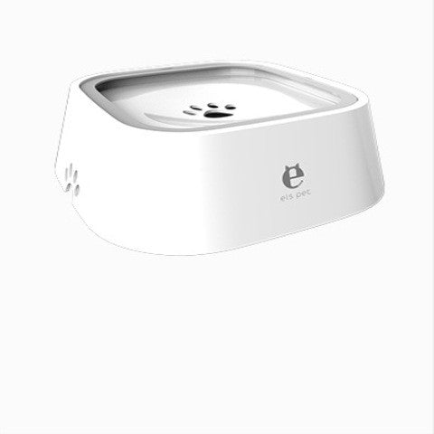 White pet water bowl with paw-print top insert and smooth rounded base