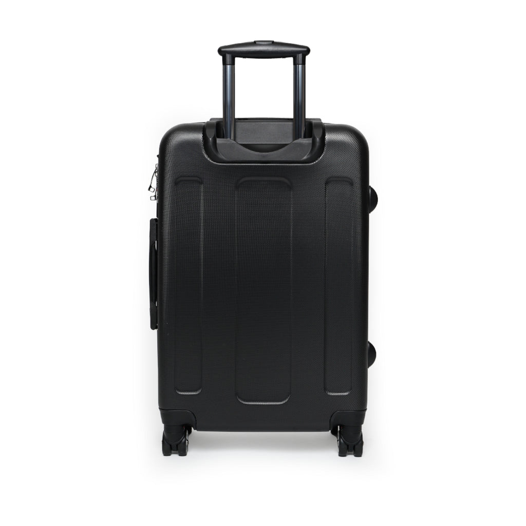 Hard-shell suitcase, matte black with telescoping handle and corner wheels