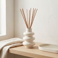 Gypsum white stacked bubble vase reed diffuser with straight brown reed sticks