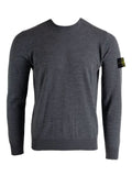 Men’s lightweight wool crew neck pullover in gray, long sleeves, ribbed hem and cuffs