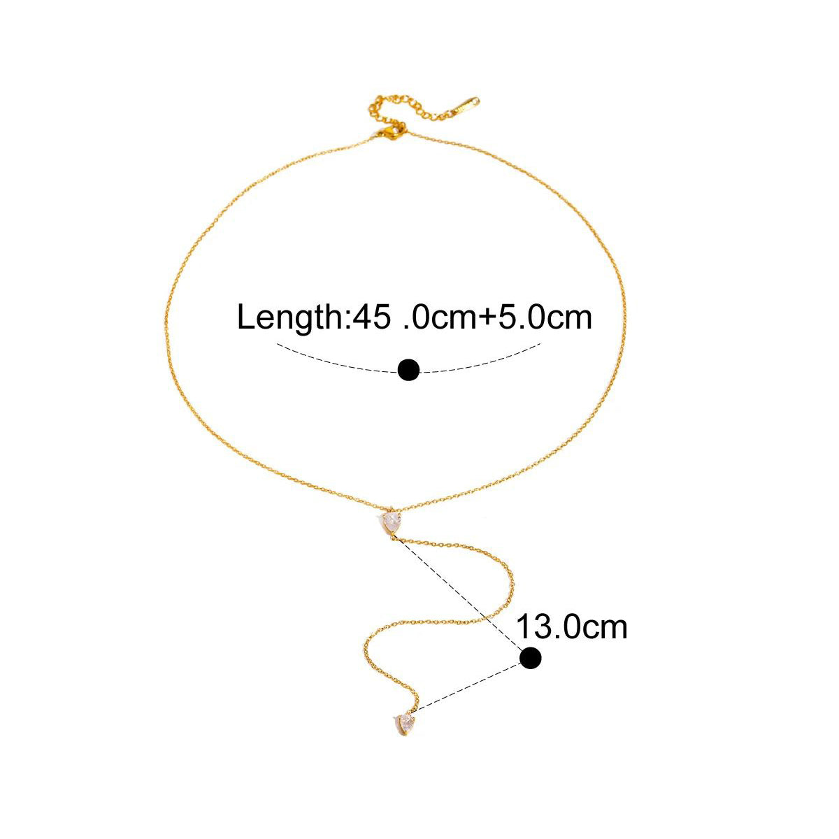Gold-tone teardrop crystal charm necklace with fine chain