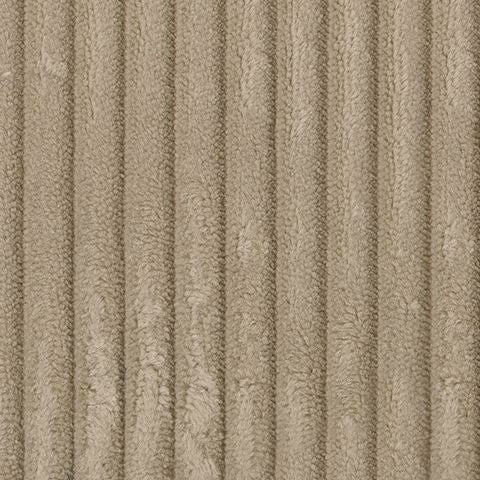 Beige corduroy fabric close-up with vertical ribbed texture