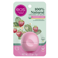 Strawberry sorbet lip balm sphere in pink egg-shaped container, EOS brand