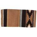 Brown-and-black woven saddle blanket with white stripes and star pattern