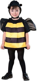 Toddler foam bumblebee costume with black antenna hat, yellow-and-black striped tunic, wings