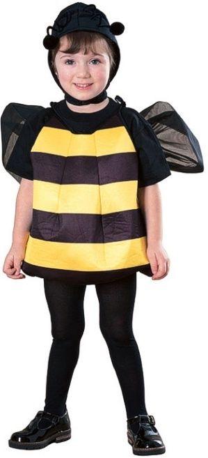 Toddler foam bumblebee costume with black antenna hat, yellow-and-black striped tunic, wings
