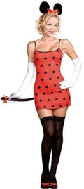 Miss Mouse women's costume kit with red polka-dot dress, mouse ears, gloves, tights