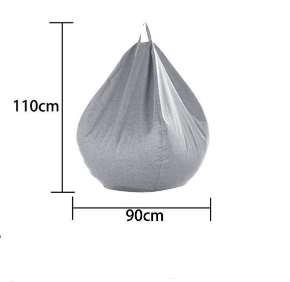 Light gray oversized hanging bean bag chair with top carrying handle.