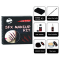 Halloween SFX makeup kit box with sponge, tool, scar and blood products