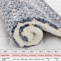 Blue paw-print pet mat roll with thick plush texture and white sherpa edge