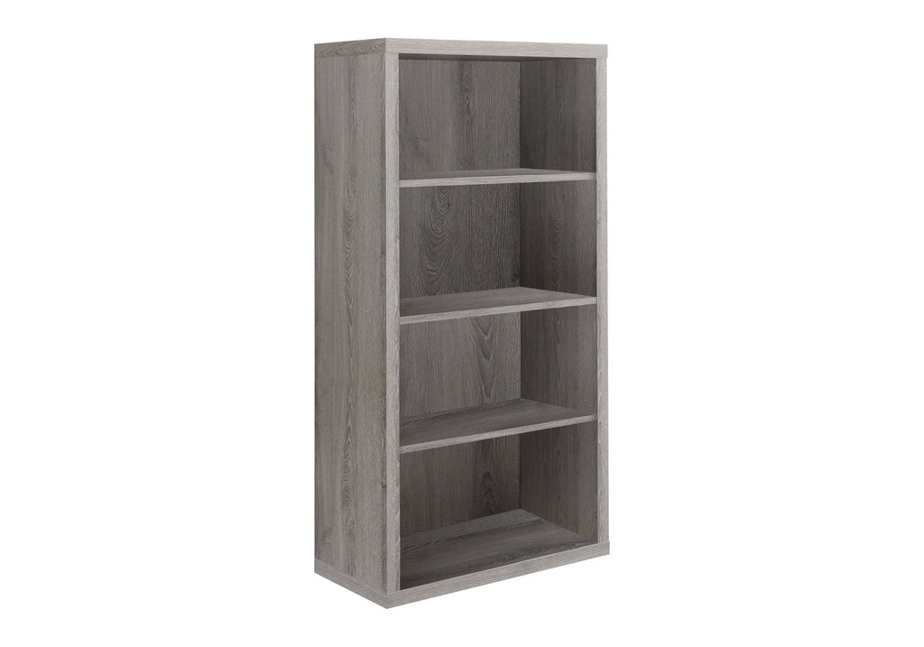 5-tier dark brown bookshelf with open shelves and rectangular frame