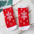 Children's cotton Christmas socks with snowflake pattern on red and white