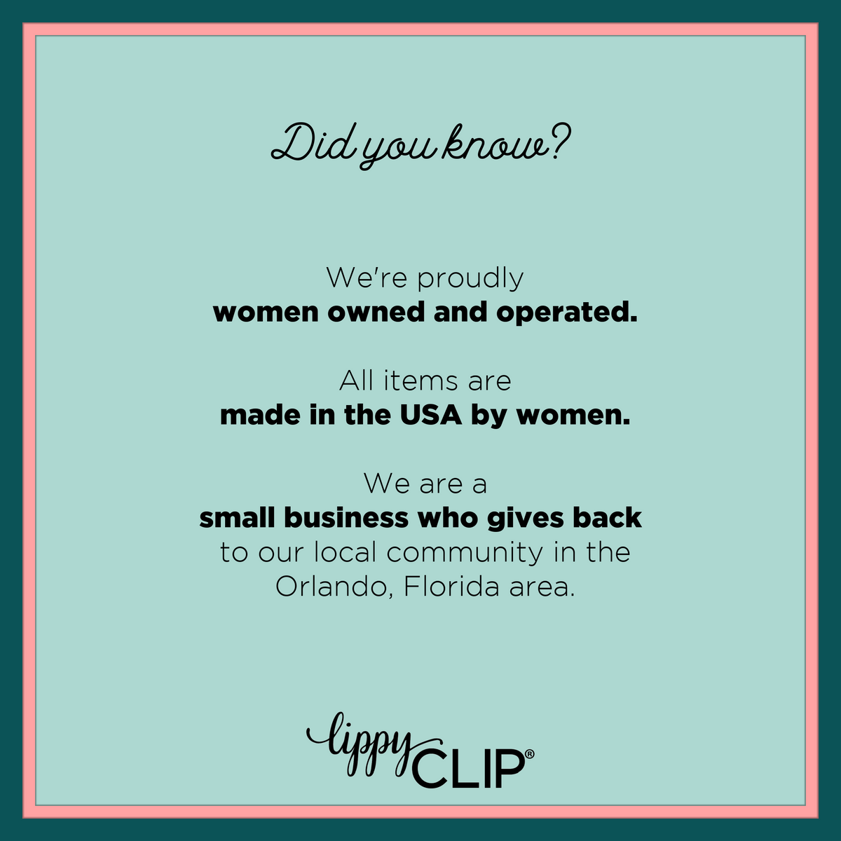 LippyClip women-owned brand message card in gift-ready packaging