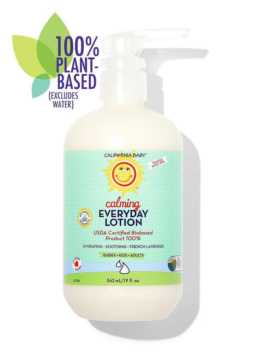 Calming Everyday Lotion pump bottle, white with mint label, 19 fl oz