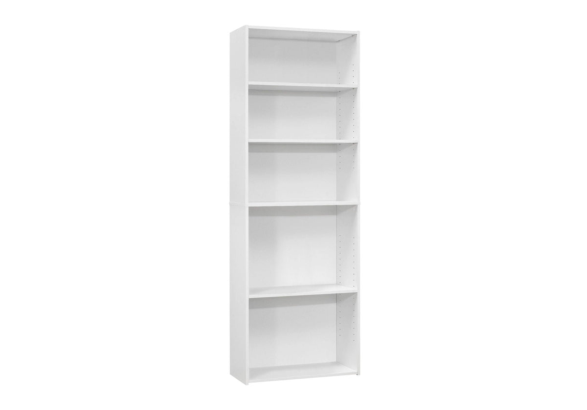 6-tier bookcase with open shelves, white painted finish