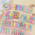 Pastel cute mini highlighter markers, capsule and cartoon designs in clear packs.