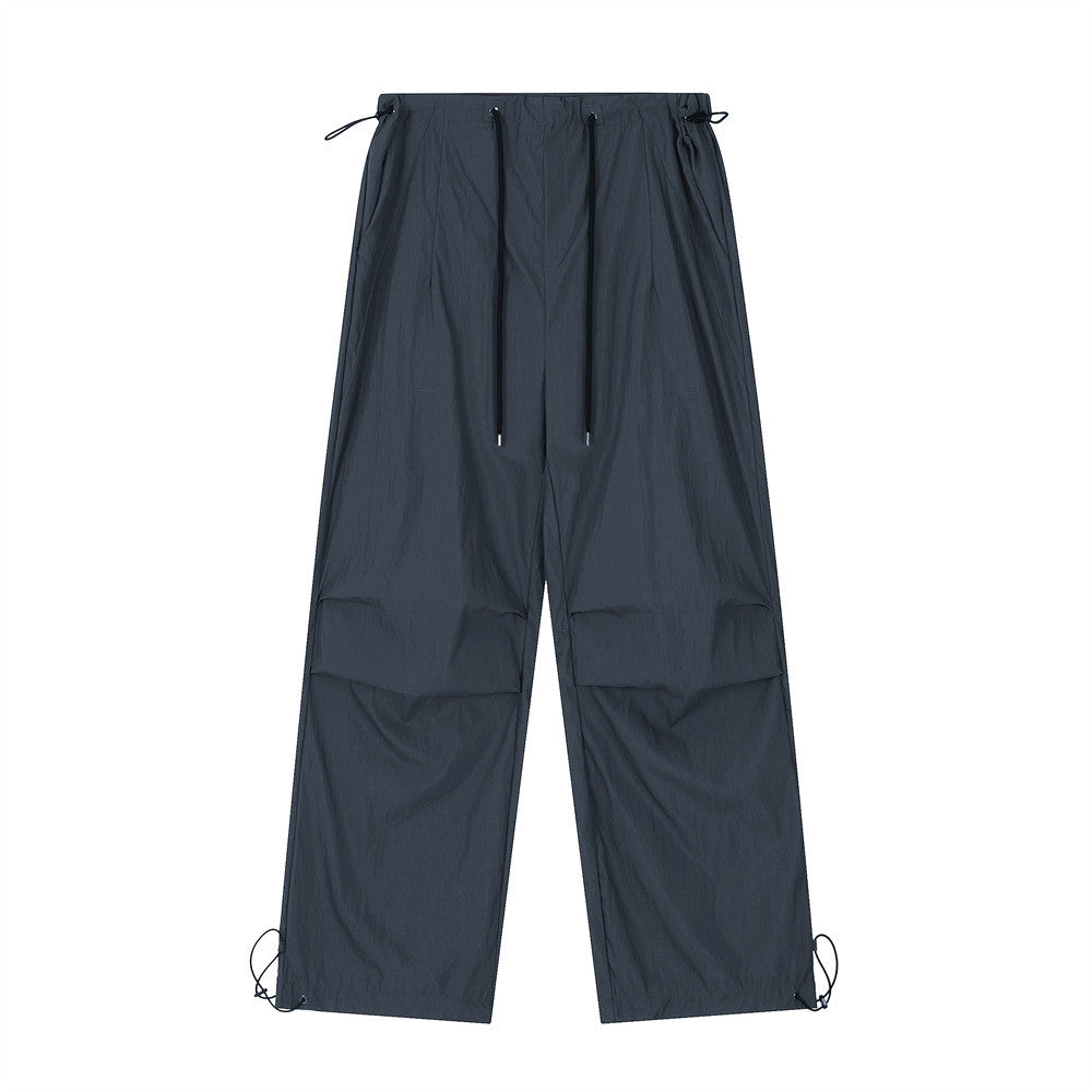 Men's drawstring cargo pants, haze gray, relaxed straight legs with cargo patch pockets