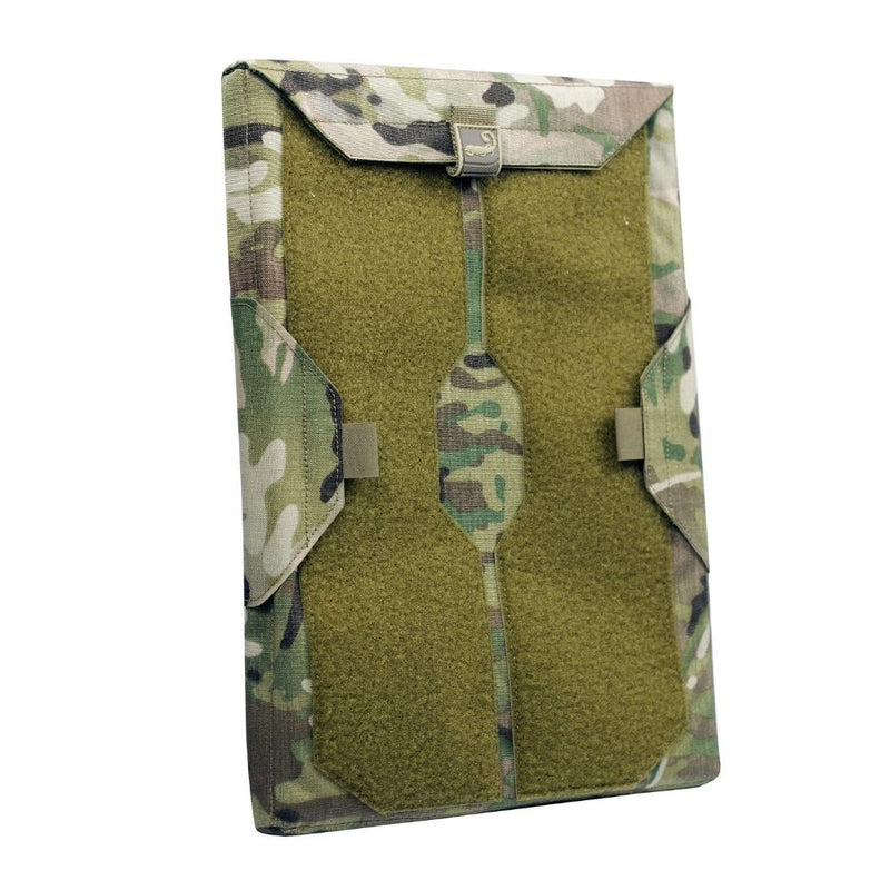Padded laptop sleeve in Multicam camouflage with front hook-and-loop panels