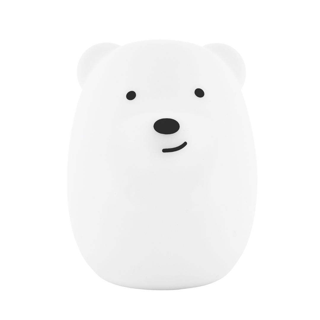 White bear-shaped touch night light with smiling face details