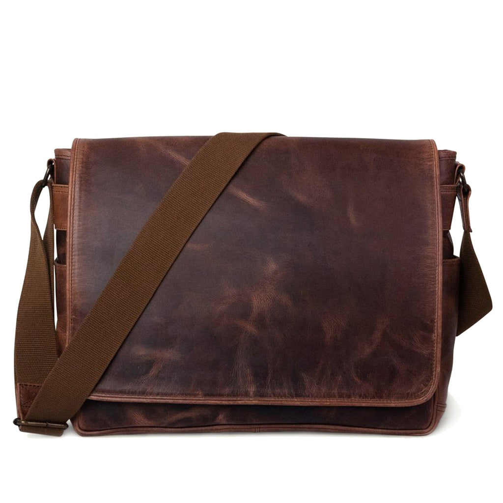 Wilson crossbody bag, brown leather-look with flap and adjustable shoulder strap