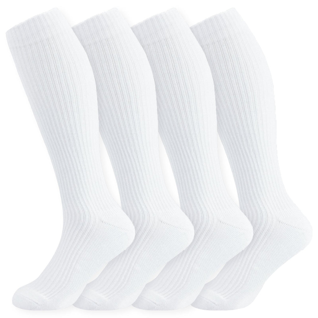 Set of white closed-toe compression socks, ribbed legs and cushioned toes