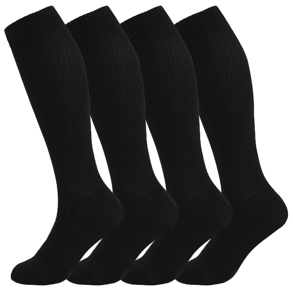 Set of black closed-toe compression socks, ribbed legs and cushioned toes