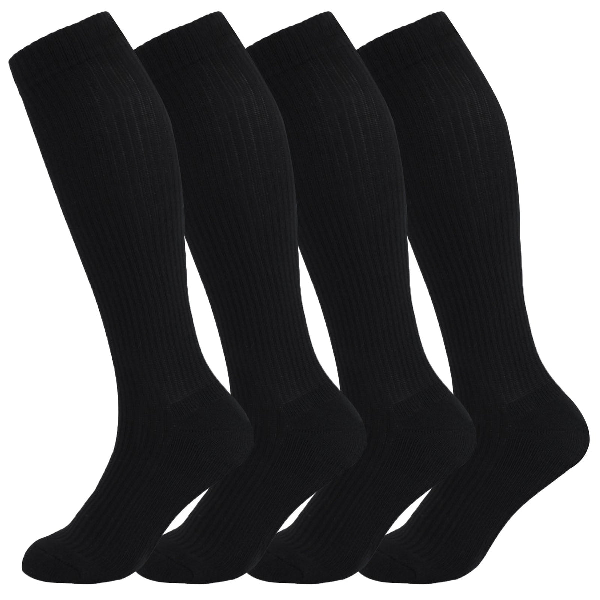 Set of black closed-toe compression socks, ribbed legs and cushioned toes