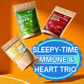 Herbal tea bag trio assortment with sourstop leaf, hibiscus, and chamomile tea bags