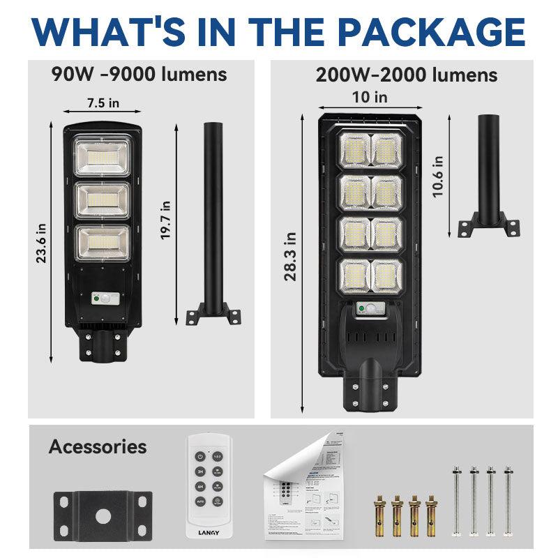 4-pack solar parking lot lights with mounting brackets and included accessories