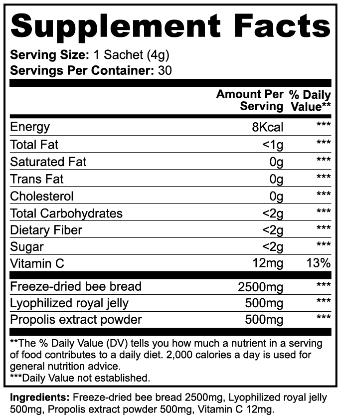 Supplement Facts nutrition panel with serving size and ingredients