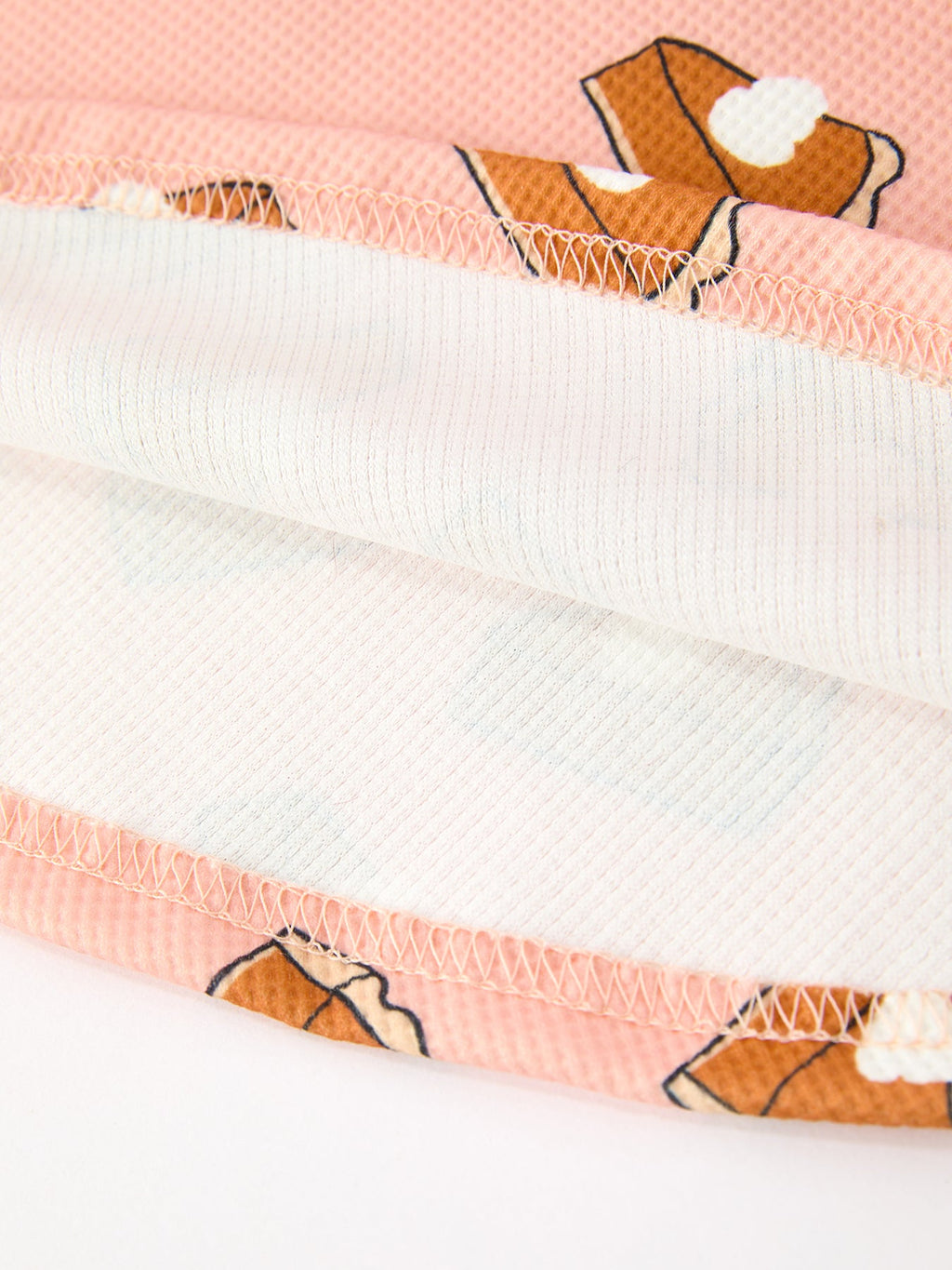 Girls pink pumpkin pie dress hem with elastic white lining