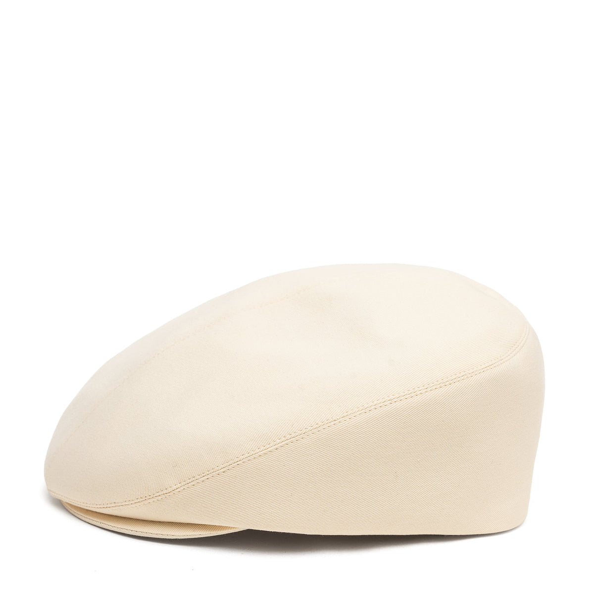 Ivory cotton ivy cap hat, side view, rounded crown and curved brim