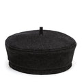 Black beret-style Paris hat with short round crown and small top tab