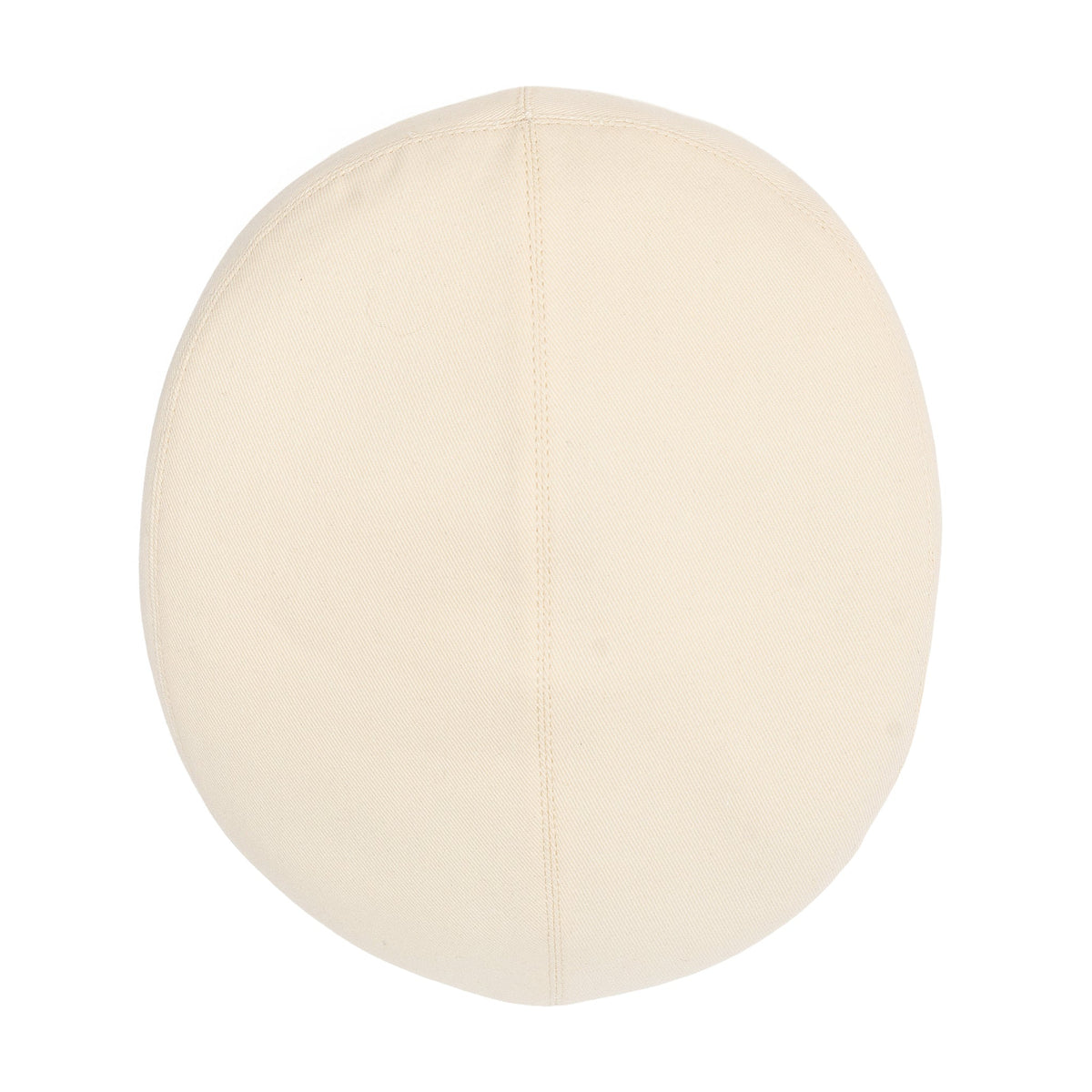Ivory cotton ivy cap hat, top view with central seam