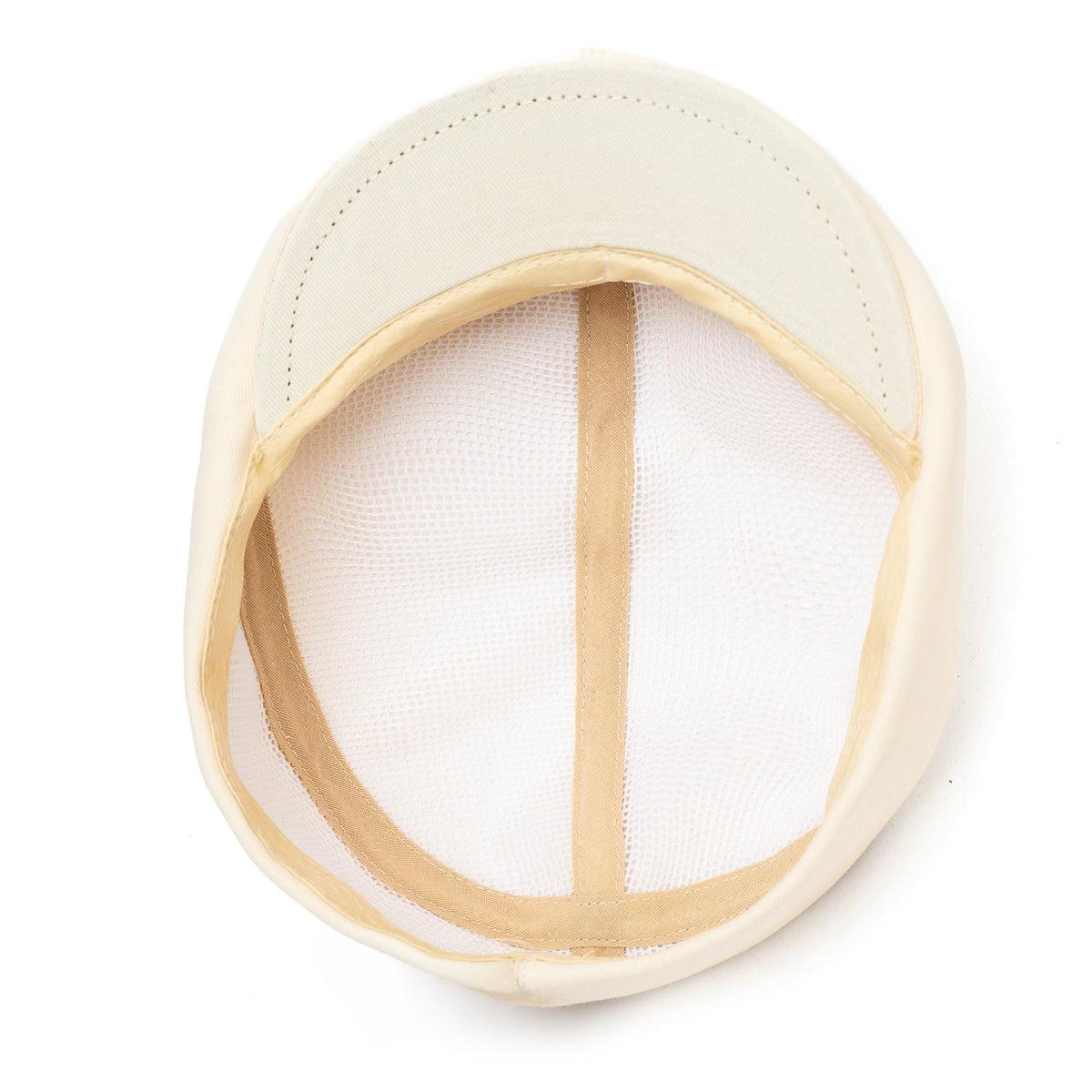 Ivory cotton ivy cap hat with inner mesh lining and stitched brim edge