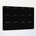 Black acrylic yearly calendar board with horizontal monthly grid and corner grommets
