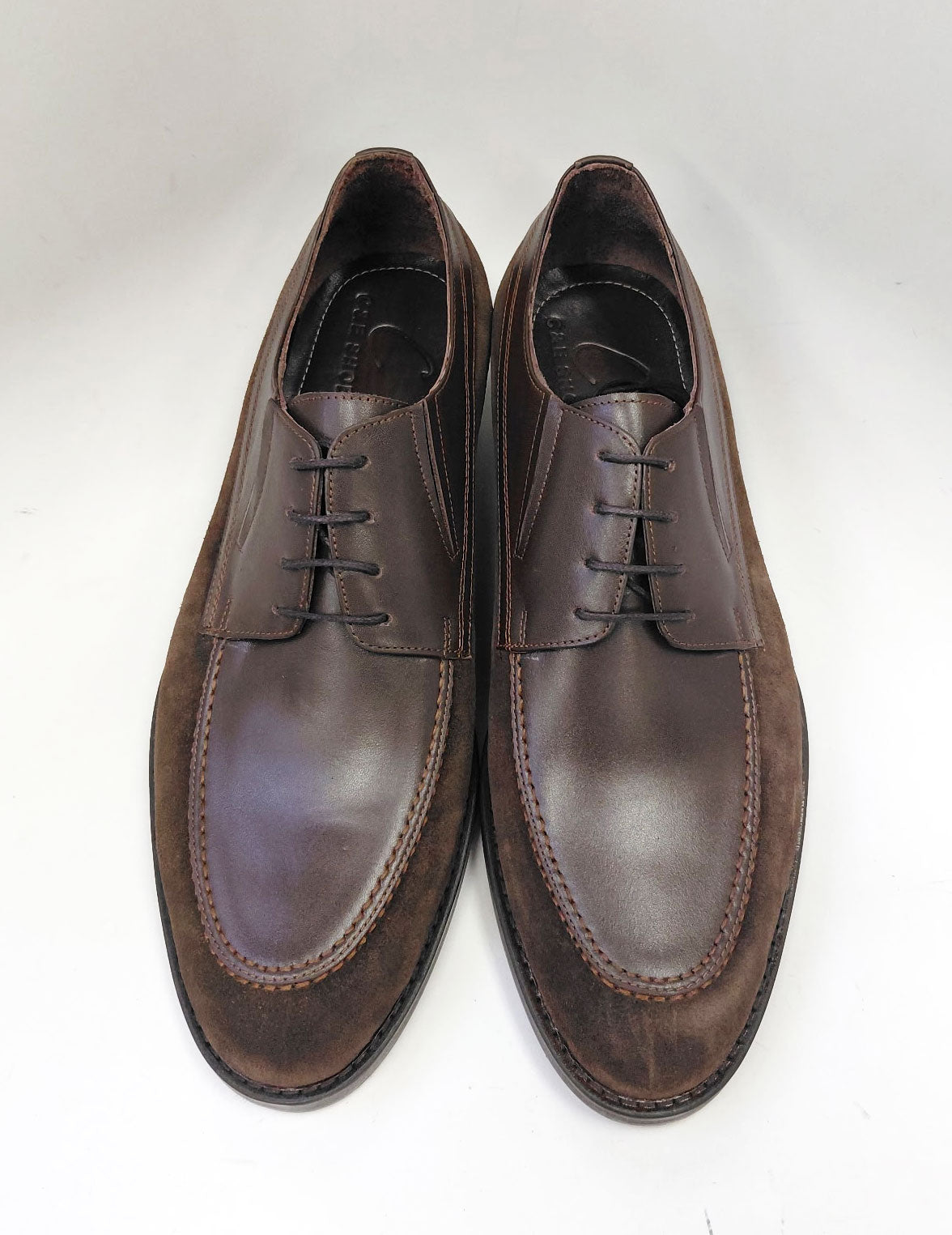 C Collection brown leather lace-up oxfords with suede and polished panels
