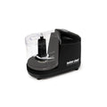 Black compact electric chopper with clear bowl and locking blade assembly