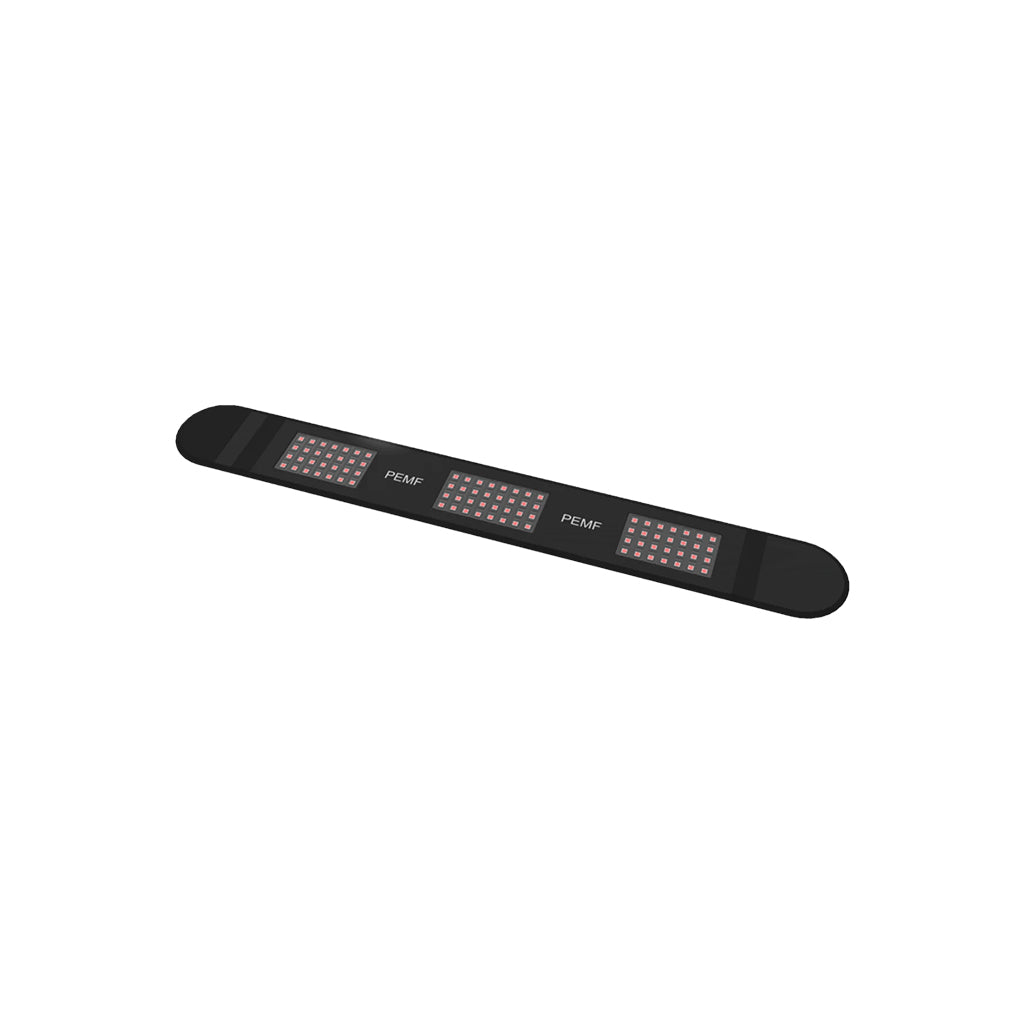 Black NeuroWrap headband with patterned LED indicator section on the band