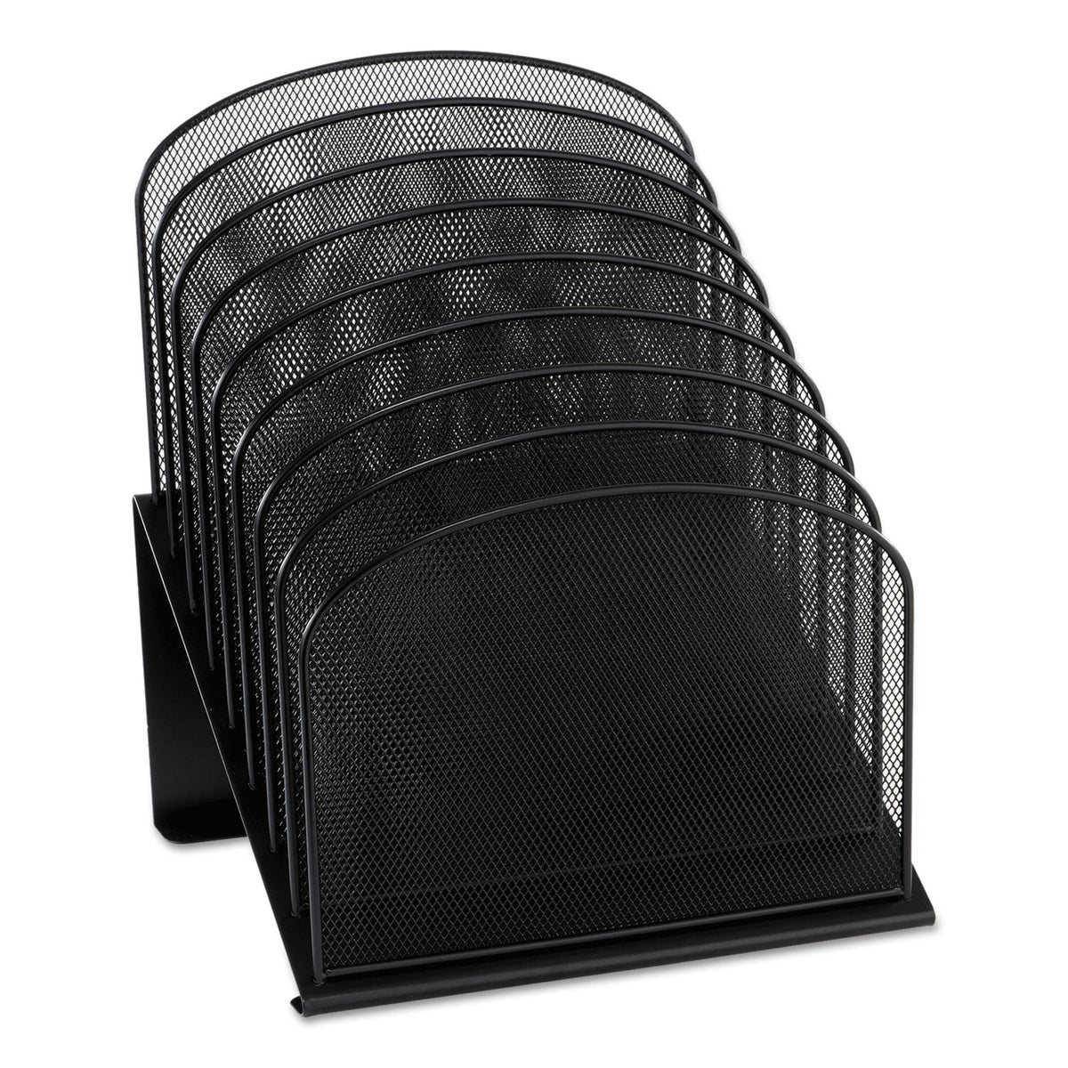Black tiered mesh desk organizer with 8 file sections for letter to legal documents