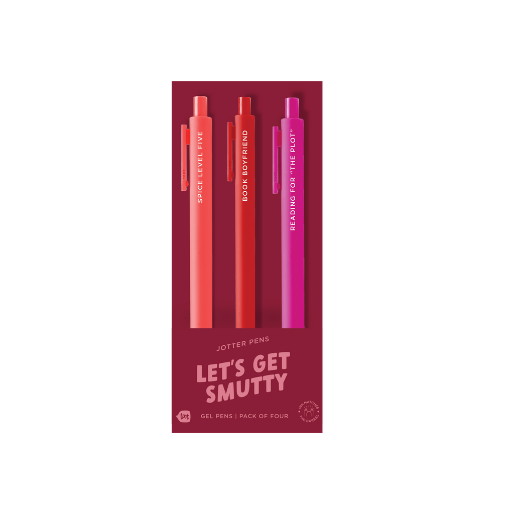 “Let’s Get Smutty” Jotter pens 3-pack, four pens?—boxed set with red and pink tips