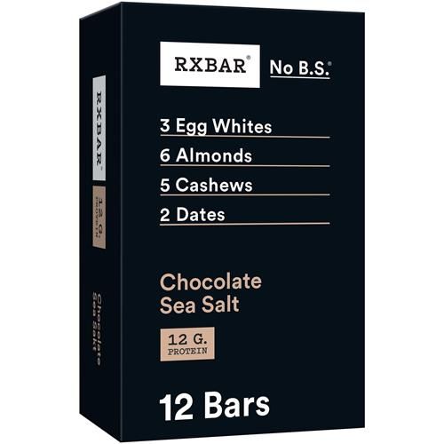 RXBAR protein snack box, Chocolate Sea Salt flavor, 12 bars, 12 g protein per bar