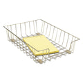 Silver 1-section wire desk tray with open interior for letter-size papers