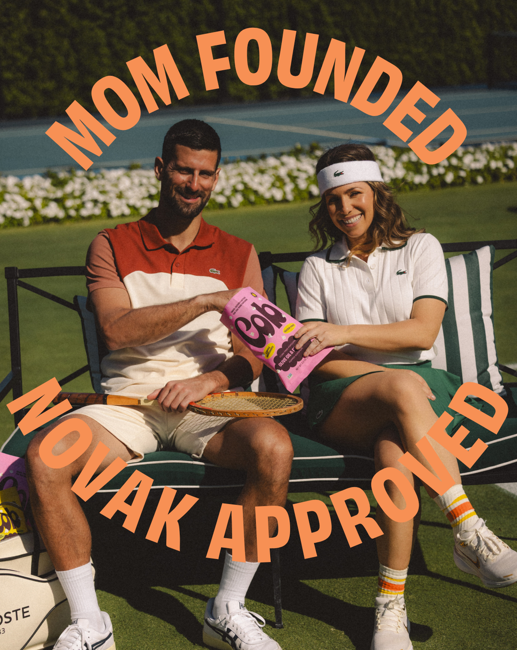 Gob snack bag held outdoors on a picnic blanket by two adults