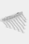 Silver rhinestone hair clip comb with dangling fringe rows