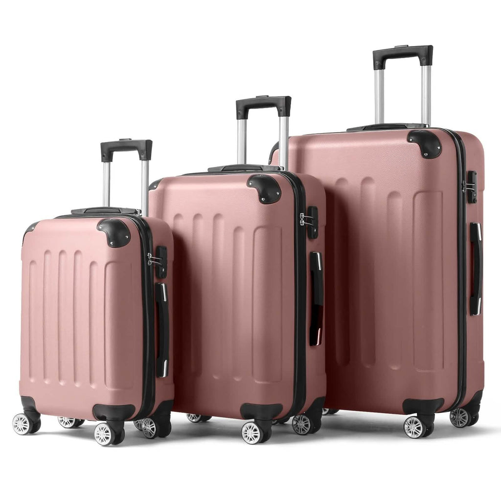 Rose 3-piece hard-shell luggage set with TSA lock, 360° spinner wheels, three sizes