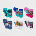 Kids L.O.L. Surprise! 6-pack socks: multicolor character prints, three pairs shown