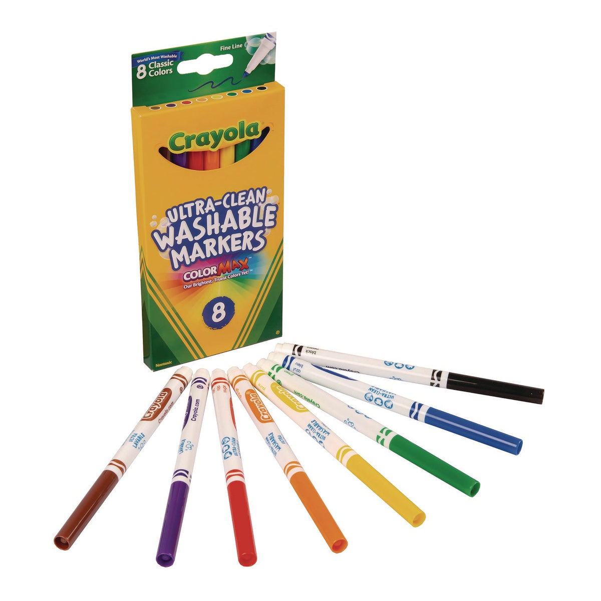 Crayola washable fine line markers, 8 classic colors with slim tips
